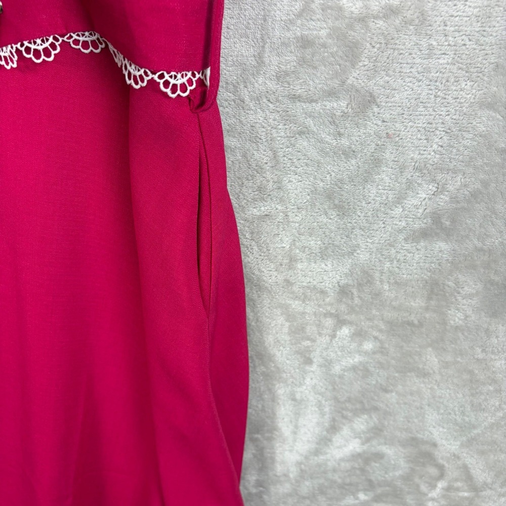 Voodoo Vixen Dress US 10 Pink Peter Pan Collar Belted Swing Retro Romantic - Picture 9 of 13